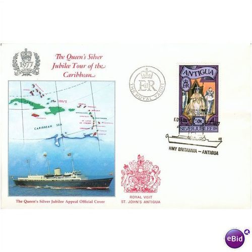 Antigua FDC 1977 - SG 550 - Queen's Jubilee Tour - West Indies 2