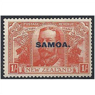 Samoa 1920 SG148 1/- Orange-Red Victory Mounted Mint . .