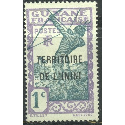 French Guiana (De L'Inini)1929 - SG117 - 1c blue/lilac - Carib Archer - MH