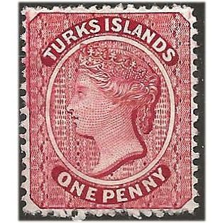 Turks Islands 1887 SG58 1d Crimson-Lake Perf 12 Wmk Crown CA Mounted Mint . .. .