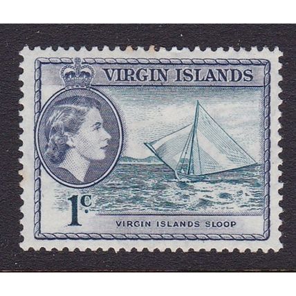 VIRGIN ISLANDS BVI 1956-62 QEII 1c VALUE MINT SG150