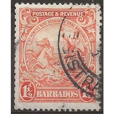 Barbados 1933 SG231d 1 1/2d Orange Fine Used . .