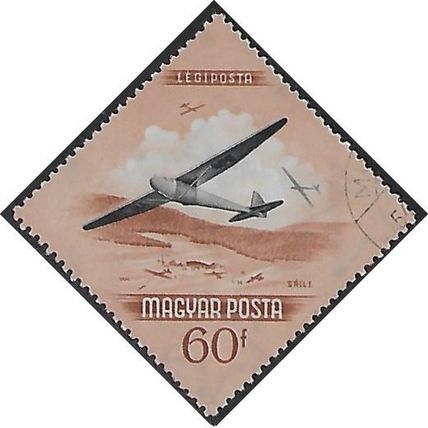 Mi 1378: 60 f. orange-brown/deep grey-blue Flying Day: Gliders