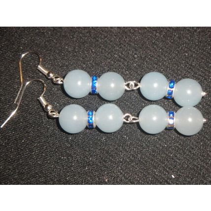 Beautiful pair of aquamarine glass & dark blue crystal swing earrings