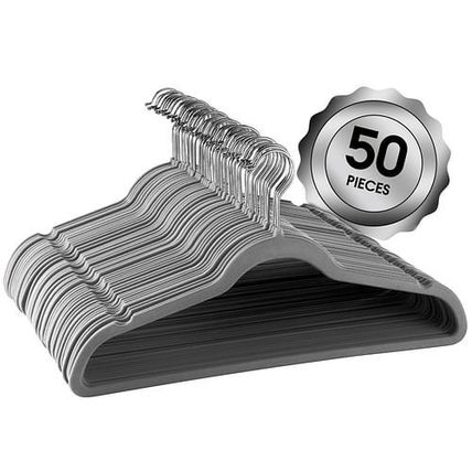 Elama Home 50 Piece Flocked Velvet Clothes Hangers with Stainless Steel Swive...