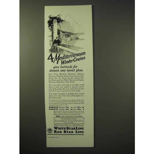1926 White Star Line, Red Star Line Cruise Ad - Winter