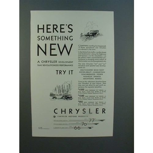 1929 Chrysler Car Ad - Here's Something New