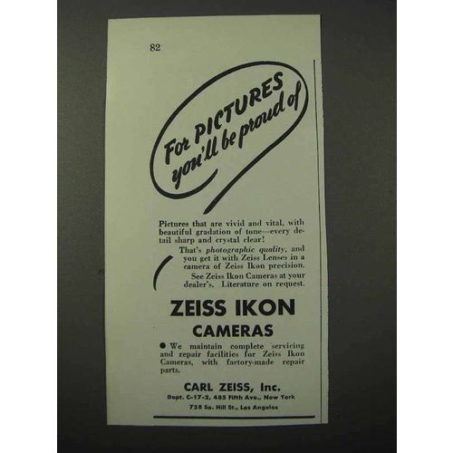 1943 Zeiss Ikon Cameras Ad - Pictures Be Proud Of