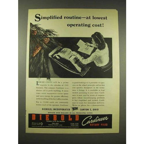 1944 Diebold Cardineer Rotary File Ad - Simplified