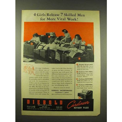 1944 Diebold Cardineer Rotary File Ad - 4 Girls Release