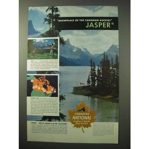 1950 Canadian National Railroad Ad - Jasper Park