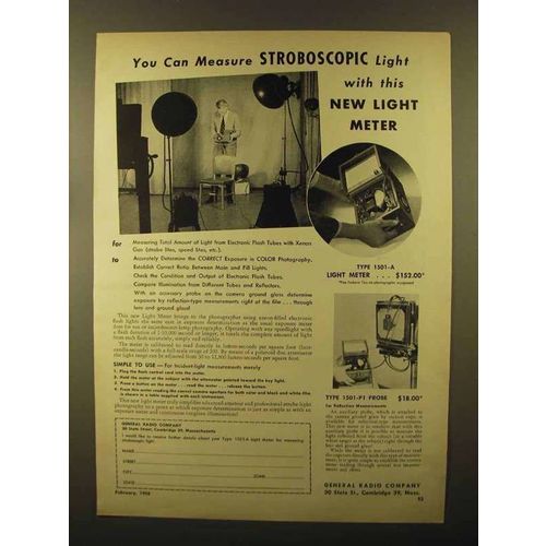 1950 General Radio 1501A Light Meter & 1501P1 Probe Ad