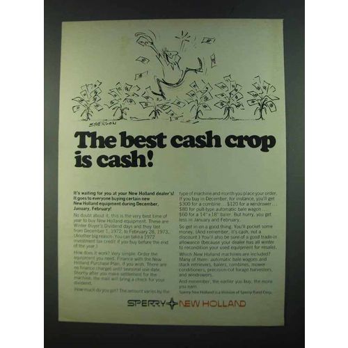 1972 Sperry New Holland Equipment Ad - Best Cash Crop