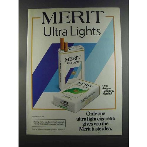 1982 Merit Ultra Lights Cigarettes Ad