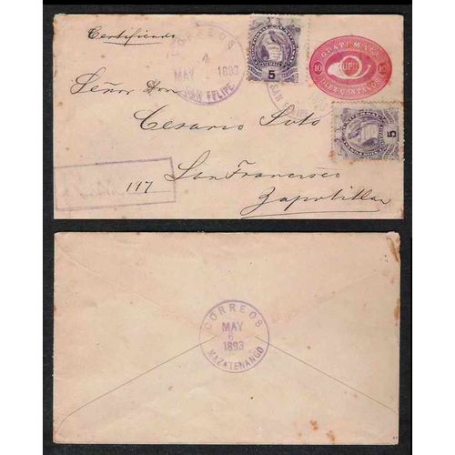Guatemala #EN17 to Mazatenango REGISTERED 1893 Internal usage