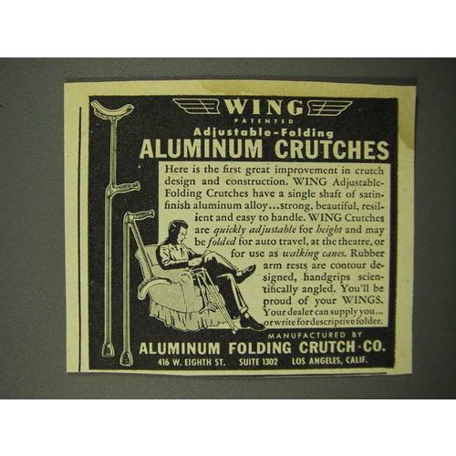 1946 Aluminum Folding Crutch Co. Ad - Adjustable