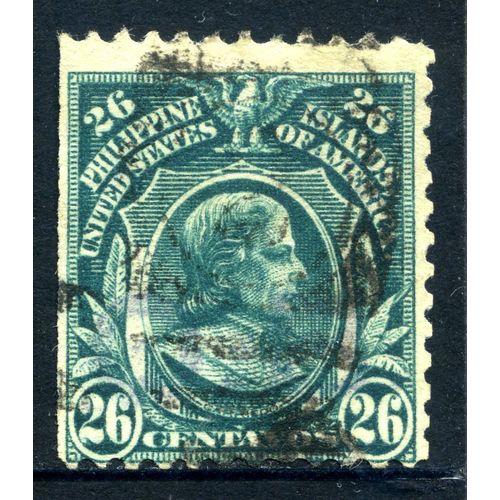 PHILIPPINES 1911 Carriedo 26c — Blue Green, Perf 12, Single W/M Scott PH269 Used