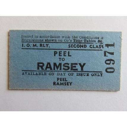 Isle of Man Railway Peel-Ramsey Ticket #756