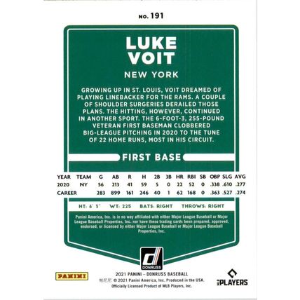 2021 Donruss Luke Voit # 191