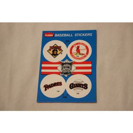 1989 Fleer Padres Team History Stickerback w/4 various TEAM LOGO Stickers