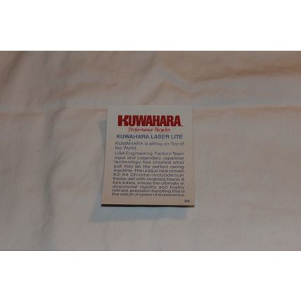 Kuwahara Laser Lite 1985 Donruss BMX BIKES NO. 35