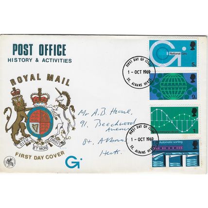 GB 1969 Communications set FDC St Albans pm