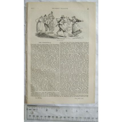 1845 The Penny Magazine No. 874 The Tarantella, Galapagos, Ceylonese canoes, etc