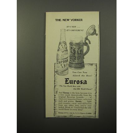 1950 Eurosa Beer Ad - You can now afford the best!