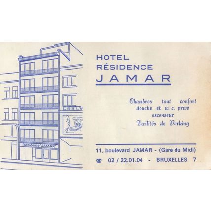 Hotel Residence Jamar Bruxelles Gare Vintage Map Card