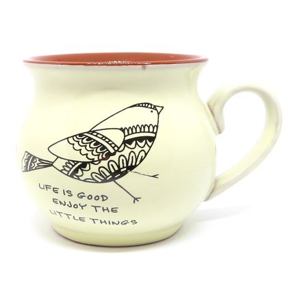 Life is Good Enjoy the Little Things Mug veramic with Bird Detail 7 CM