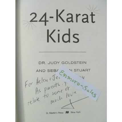 SIGNED 1st EDITION 24-KARAT KIDS a novel by DR JUDY GOLDSTEIN & SEBASTIAN STUART