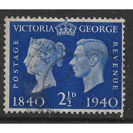 GREAT BRITAIN 1940 QUEEN VICTORIA & GEORGE VI 2 1/2d ULTRAMARINE SG483 F/USED#2