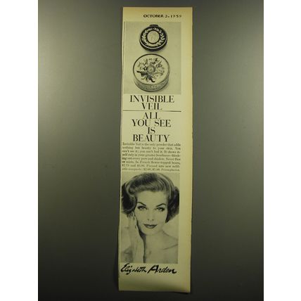 1959 Elizabeth Arden Invisible Veil Powder Advertisement