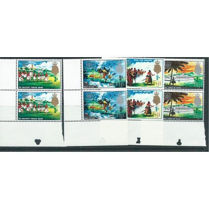 fiji stamps sg360 sg 360 set tourist mnh 1967 blks 4