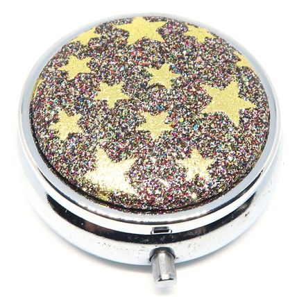 Gold Stars on a Glitter Background Pill Box - 1.5 CM Storage Gift
