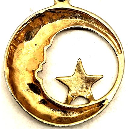 2" Crescent Moon Stars Keychain Purse/Luggage Charm Clip Fob Gold-Tone (B83)