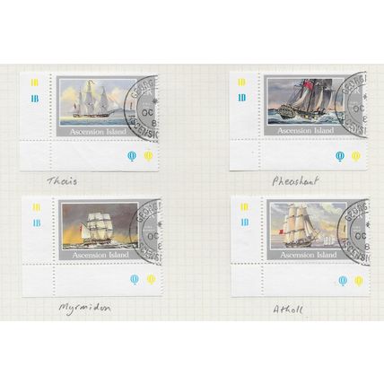 ASCENSION ISLAND 1986 QE2 ROYAL NAVY SHIPS SET CYL Nos Q MARKS SELVEDGE COPIES