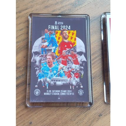 2024 FA Cup Final Programme / Manchester is Red fridge magnet set: United v City