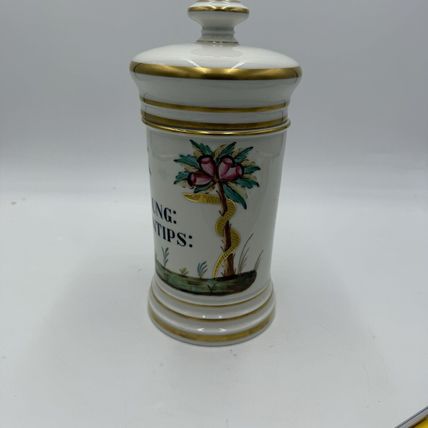 Antique 1800's Apothecary French Old PARIS Porcelain Balsam ANTIPS Canister Lid