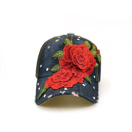 Flower Floral Baseball Cap Adjustable back 02 Women's Bling Hat Rhinestones Rose