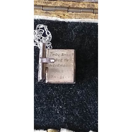 Antique Vintage Edwardian 1900-s Holy Bible with Graver Inside on Modern Chain