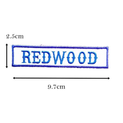 Biker Patch Mayhem Badge Iron On Blue & White 2.5cm x 9.7cm Motif Applique P600