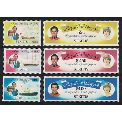 St. Kitts Charles and Diana Royal Wedding Royal Yachts 6v 1981 MNH SG#75-82