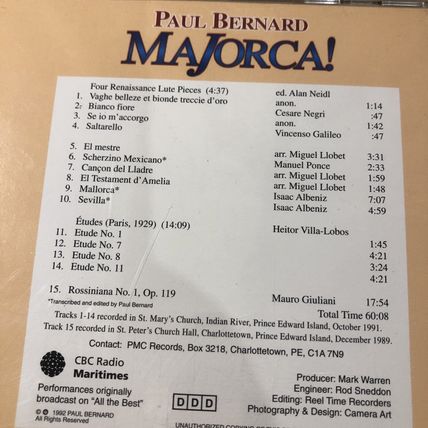 Paul Bernard. Majorca! CD 15 Tracks