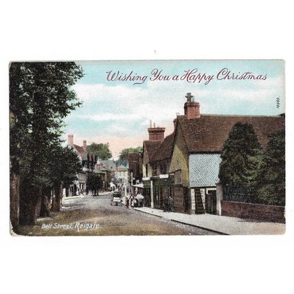 Bell Street, Reigate, Wishing You A Happy Christmas, Surrey, Postcard.