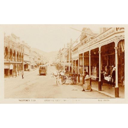 Liverpool Street Hobart Tram Transport Australia Old RPC Postcard