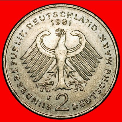 Ⰶ ADENAUER 1876-1967: GERMANY★2 MARKS 1981F I+B+r2! BADEN-W★LOW START★NO RESERVE