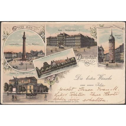 Gruss aus Darmstadt, 1897 - Lautz & Isenbeck AK