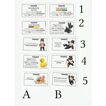 Monopoly Junior replacement pieces parts - You Pick French Chance Cards