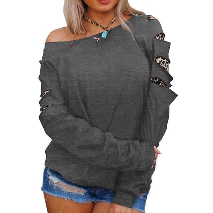 Leopard Insert Gray Sweatshirt